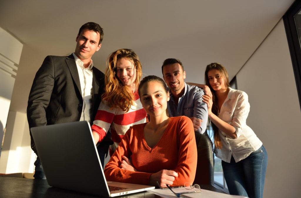business people team on meeting at bright office space working on laptop computer
